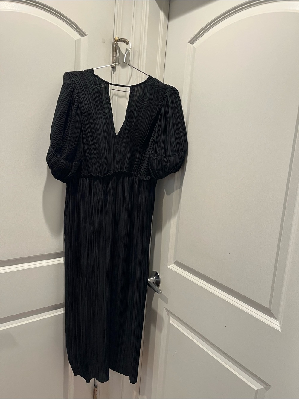 Anthropologie Black Textured Wrap-Front Midi Dress - Picture 6 of 6